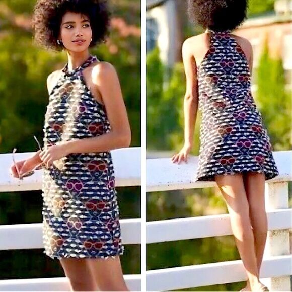 Anthropologie Dress Hutch Face Sunglass Print Dress Size XS BLOGGER FAVORITE - Picture 6 of 14